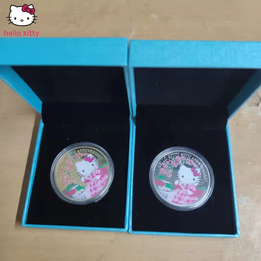 

Юбилейная памятная монета Hello Kitty на 45 юбилей, Королевский чай, золотая монета, принцесса, послеобеденный чай, серебряная монета
