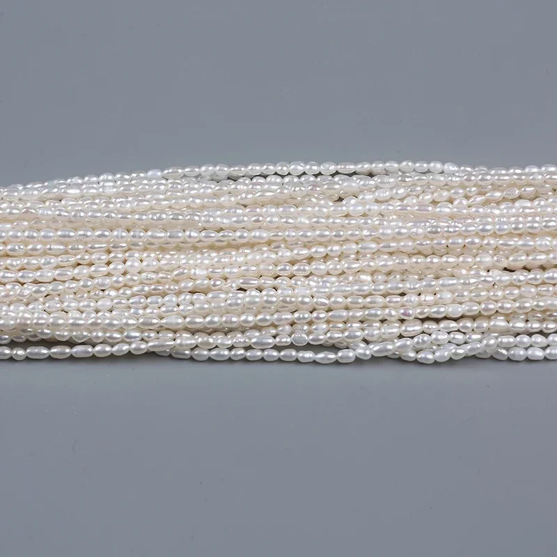3-3 5 мм AAA натуральный пресноводный рисовый жемчуг оптовая продажа жемчужной нити