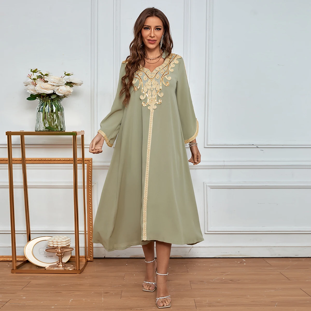Новинка 2022, весенне-летнее искусственное платье Jalabiya Дубай, женское платье Abaya Рамадан Eid 2021, марокканские искусственные мусульманские исла...