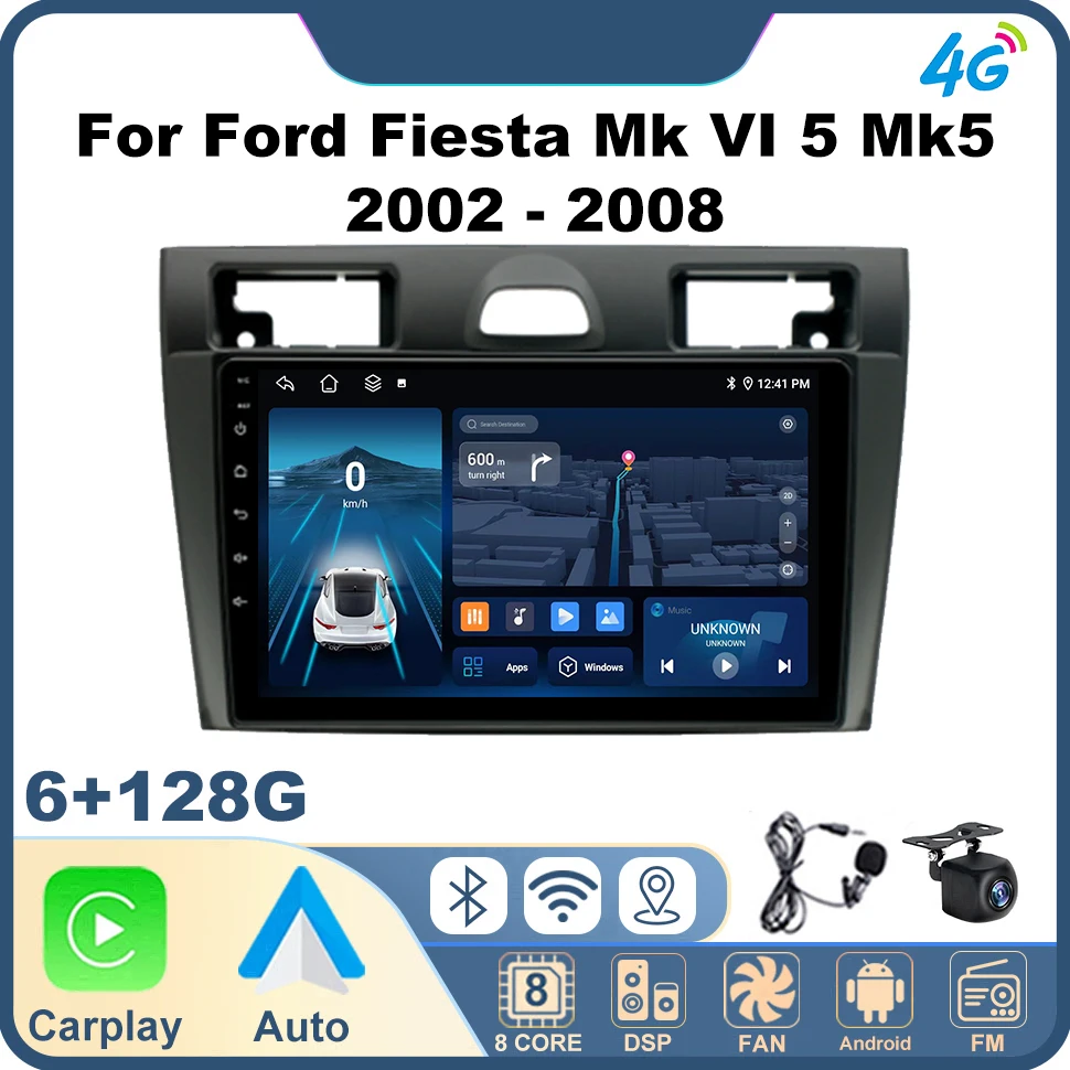 8-ядерный 2Din автомобильный радиоприемник для Ford Fiesta Mk VI 5 Mk5 2002-2008 мультимедийная