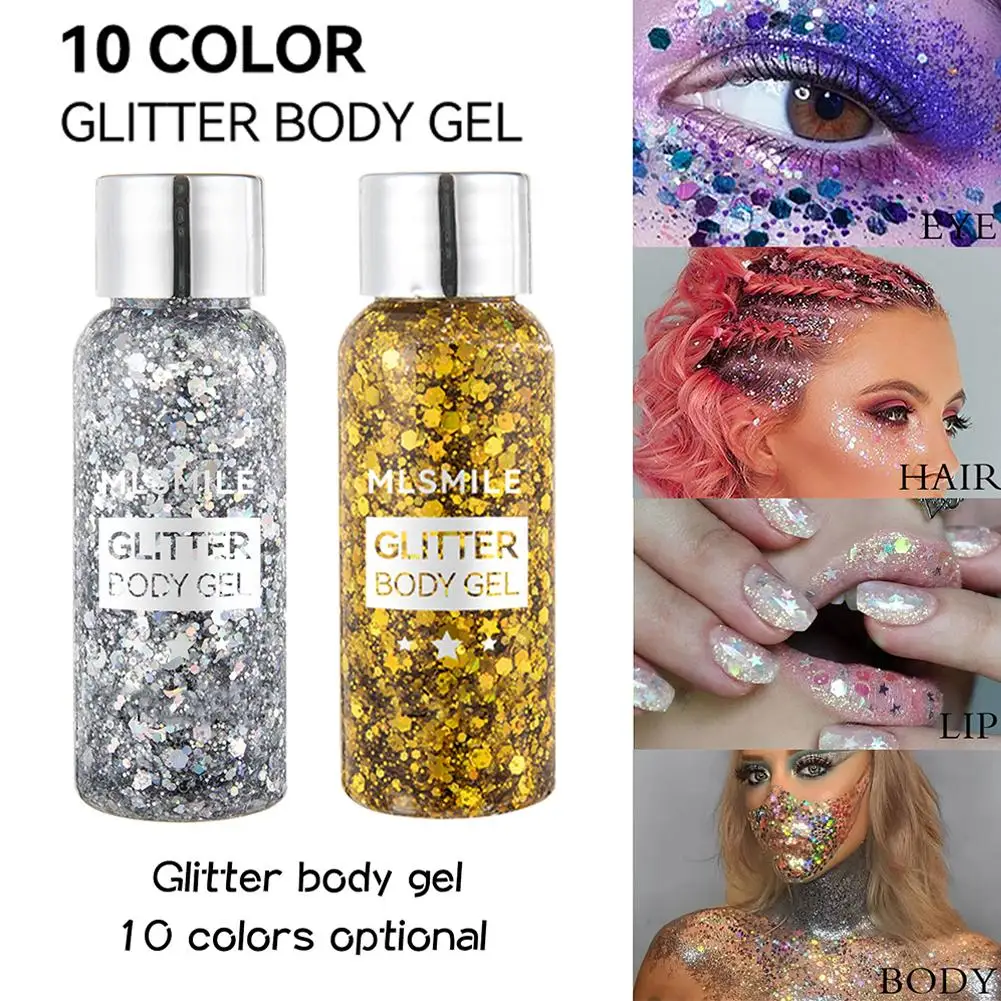 

30ml Gel Glitter For The Body Irregular Sequins Holographic Glitter Multi-use Eyeshadow Shimmer Flake Festival Face Body De B3L5