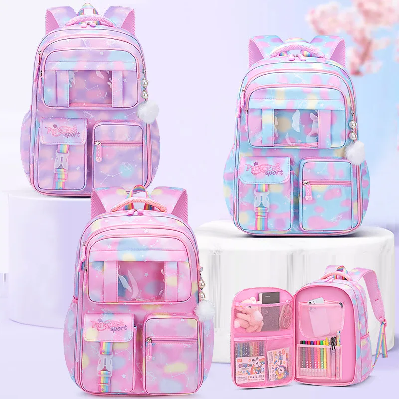 2023 New Schoolbag Student Girls Children's Princess Refrigerator Door Backpack Spine Protector School Book Shoulder Bags