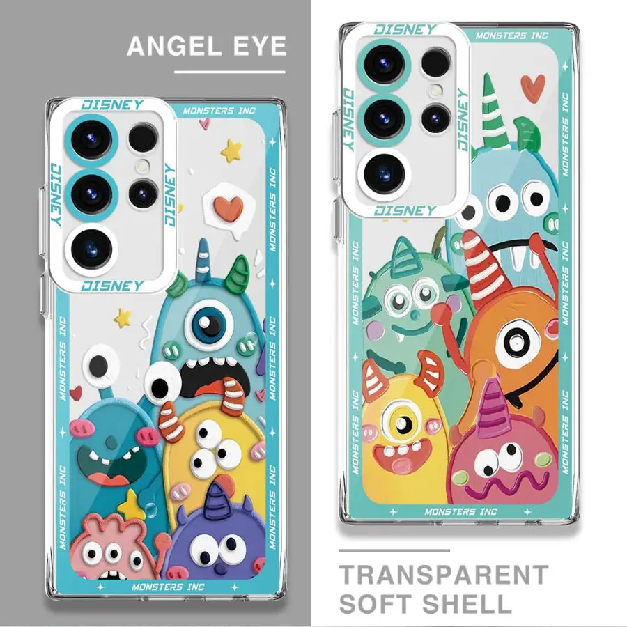 Disney Monsters Inc Cute Phone Case for Samsung Galaxy S24 Ultra S20 FE S21 S22 Plus S23 5G Note 20 Clear