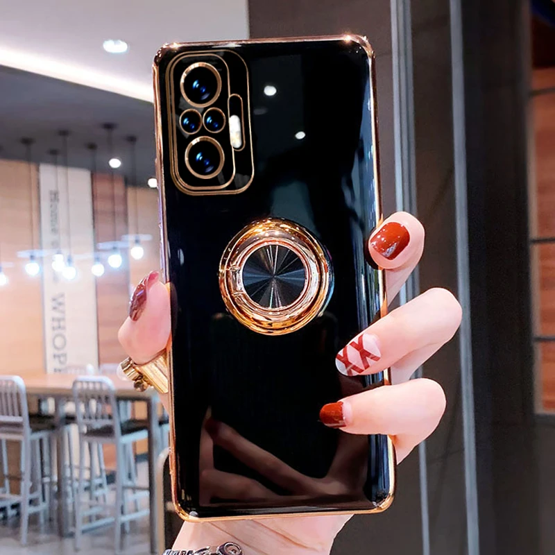 

Магнитный чехол с покрытием для Xiaomi Redmi Note 10 Pro Max 10S 10Pro Note10 POCO F3, мягкий силиконовый чехол с кольцом-держателем и подставкой