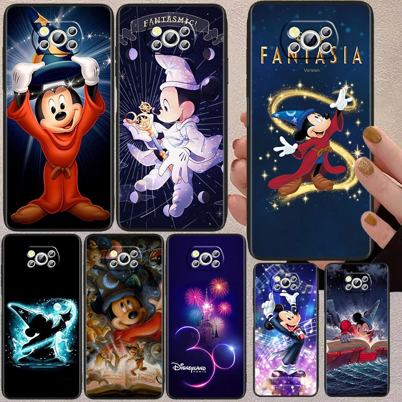 

Fantasia Mickey Black Phone Case For Xiaomi Mi Poco X5 X3 Pro X4 F4 F3 GT M5 M5s M4 M3 C55 C50 C40 5G