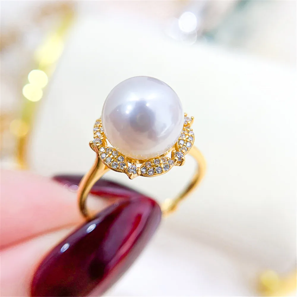 

Wholesale S925 Sterling Silver Pearl Ring Settings Blank Adjustable for Women Girls DIY Jewelry Making Material Fit 8-10mm Bead