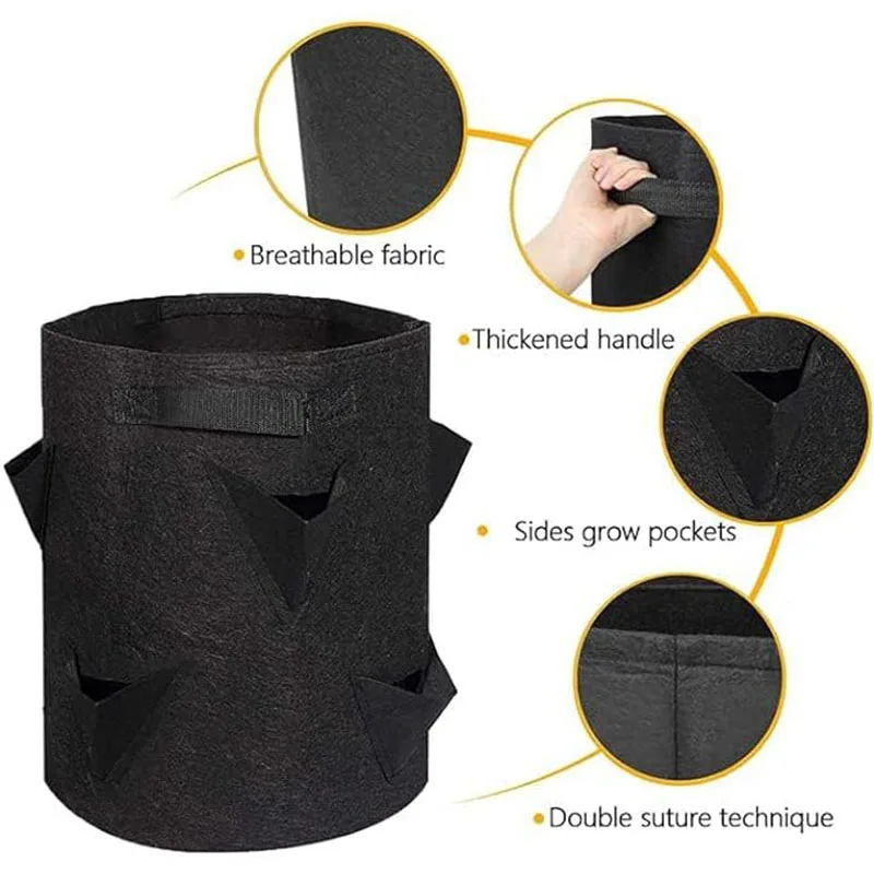 Сажалка для клубники сумка выращивания растений дышащая фетровая с 6 боковыми