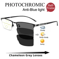 business adjustment photochromic reading glasses multifocal anti blue light eyewear progressive half frame hyperopia eyeglasses