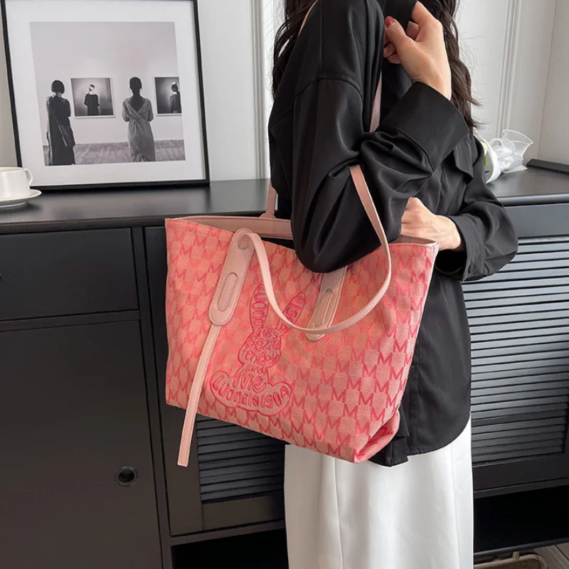 Women's Large Capacity Tote Bag Female Letter Underarm Hand Bolsa Simple Fashion Retro Commuting Shoulder HandBags for Sac сумка