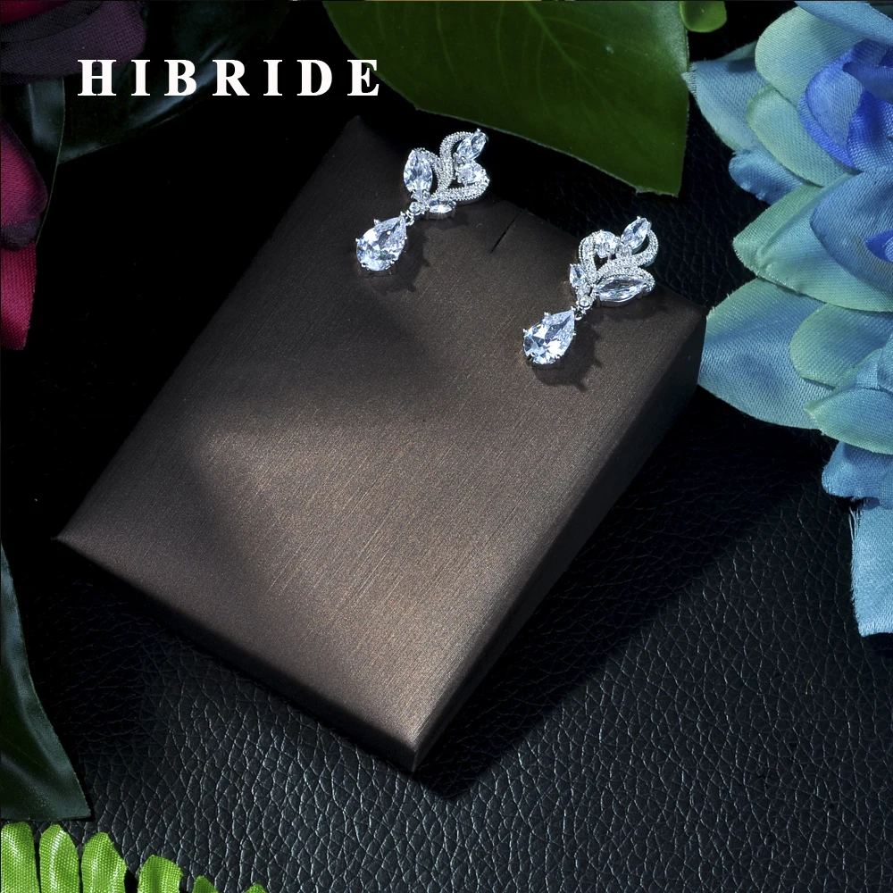 

Fashion Fashion Cubic Zirconia Drop Earrings White Gold Color Women Bridal Engagement Drop Earrings For Gifts E-12