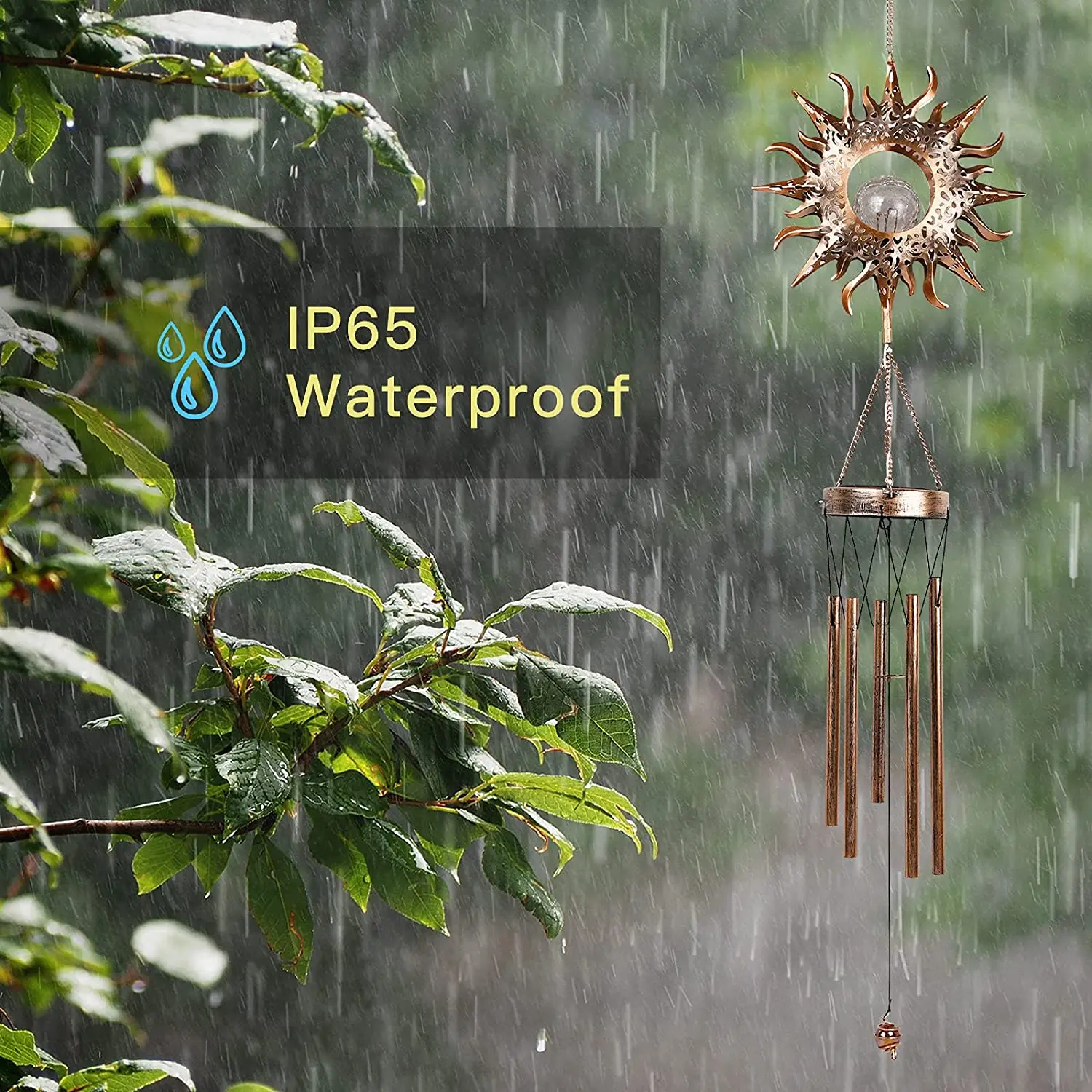 

Wrought Iron Hollow Solar Moon Wind Chime Led Light Outdoor Waterproof Landscape Garden Festival Ornament Bells Solar Lights