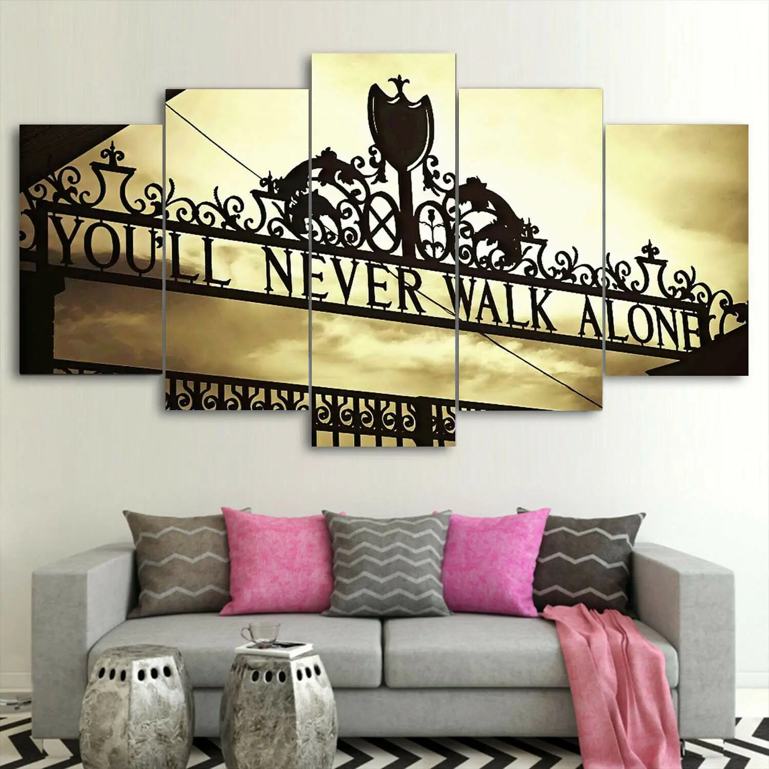 

You will Never Walk Alone 5 Panel Canvas Print Wall Art Home Decor HD Print Pictures Poster 5 Piece Room Decor Paintings