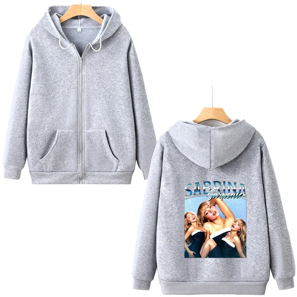 Сабрина Карпентер Забавный принт Толстовка Певица Стильная толстовка на молнии