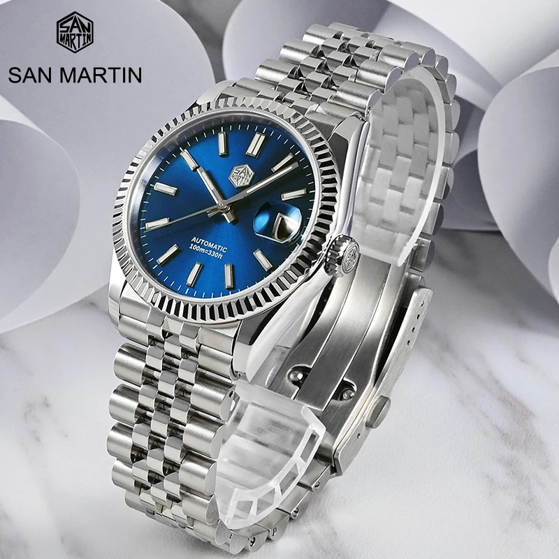 

Часы San Martin BGW9 мужские для дайвинга, брендовые Роскошные автоматические механические модные сапфировые водонепроницаемые 10 бар, 36,5 мм, PT5000/SW200