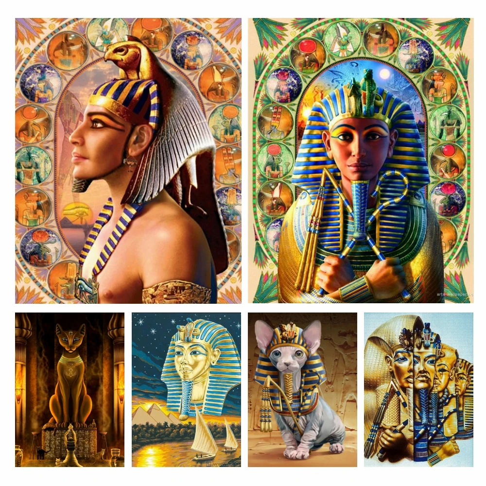 

King Tut 5D Diy Full Diamond Painting Egyptian Pharaoh Icon Diamond Embroidery Egypt Queen Art Craft Cross Stitch Kit Home Decor