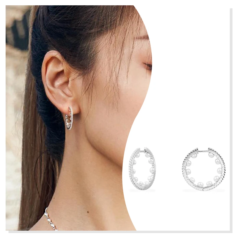 

925 Sterling Silver Zircon Earrings Pearl Ring Stud Valentine's Day Gifts 2022 New Fashion Avant-gard Simple Cold Style Boutique