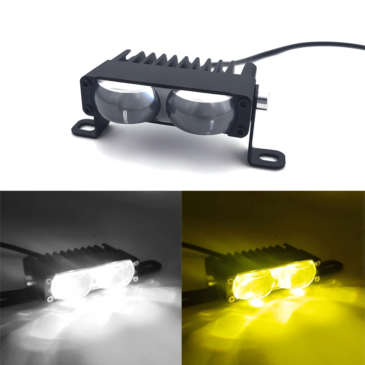 

2 шт., высокая яркость, автомобильный гриль, желтый, белый, двухцветный светодиодный прожектор, ультратонкий прожектор для мотоцикла, 9 В-24 В, 3000 К, 6000 К