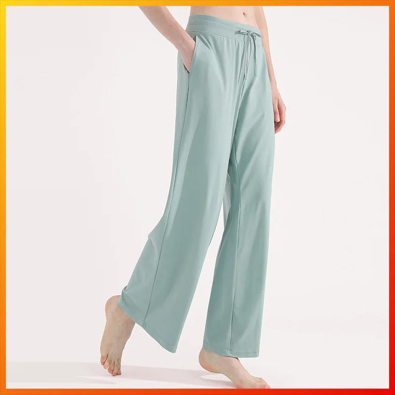

New Women's Wide Leg Yoga Pants With Logo Fitness Dance Flare Pants Breathable Nylon Stretch Training Sports Fitness pants GYM