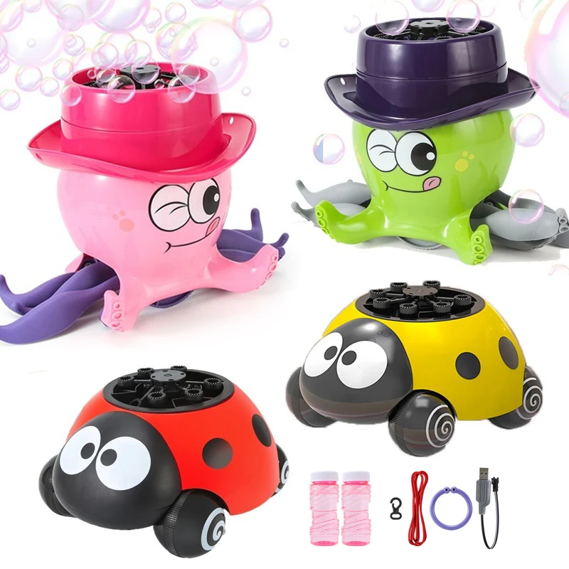 

Automatic Bubble Machine Kids Toy Ladybug Octopus Electric Bubble Maker Pull Cable Walking Pet Soap Water Summer Outdoor Toys
