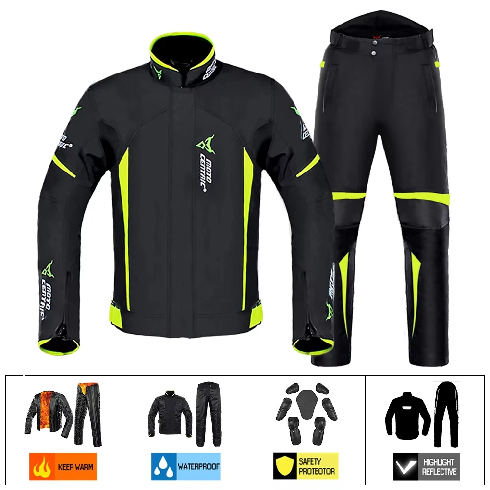 

Мотоциклетная куртка, водонепроницаемая ветрозащитная куртка Chaqueta Moto, защита от мотоцикла, мотокуртка + брюки для 4-сезонного сезона
