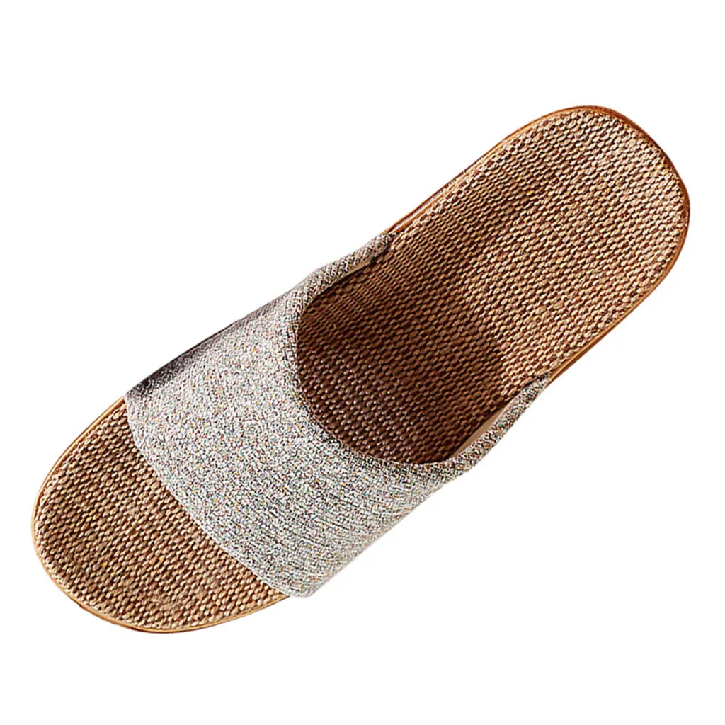 Men'S Fashion Casual Slip On Linen Slides Indoor Home Slippers Beach Shoes Shoes For Women Zapatos Mujer тапочки Chaussons 2