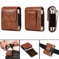 leather phone pouch case for samsung z flip 3 5g holster belt clip waist bag for motorola razr 5g huawei p50 pocket phone cover