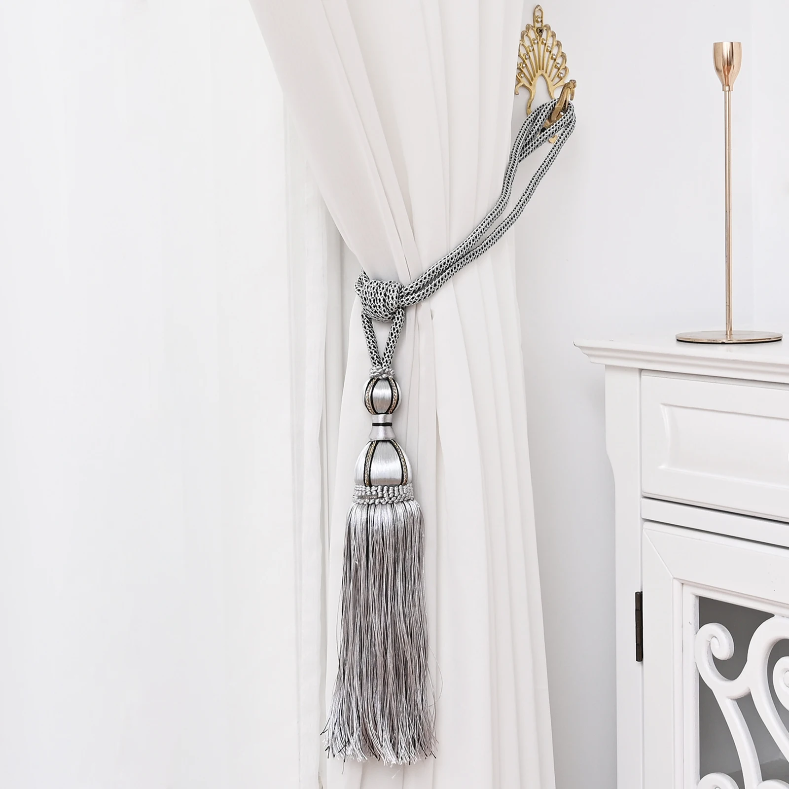 

European Style Curtain Tiebacks Tassel Curtain Clips Rope Curtain Tie Backs Holdbacks Home Decor Curtain Holder For Drape