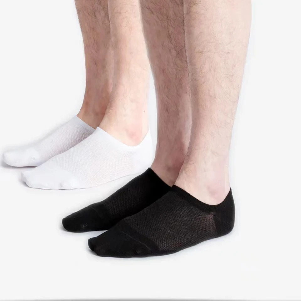 10Pairs Bamboo Socks Thin Summer Men's Invisible Socks Absorbent Deodorant Harajuku Bamboo Fiber Mesh Short Sock Black Plus Size