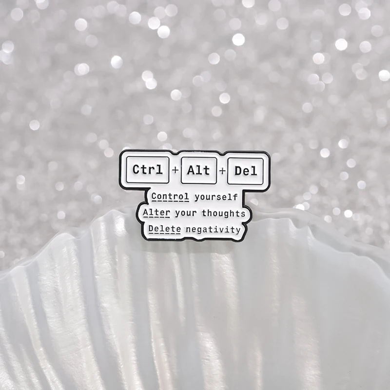 Эмалированные булавки с клавиатурой Ctrl + Alt Del Control Your Thought броши для удаления