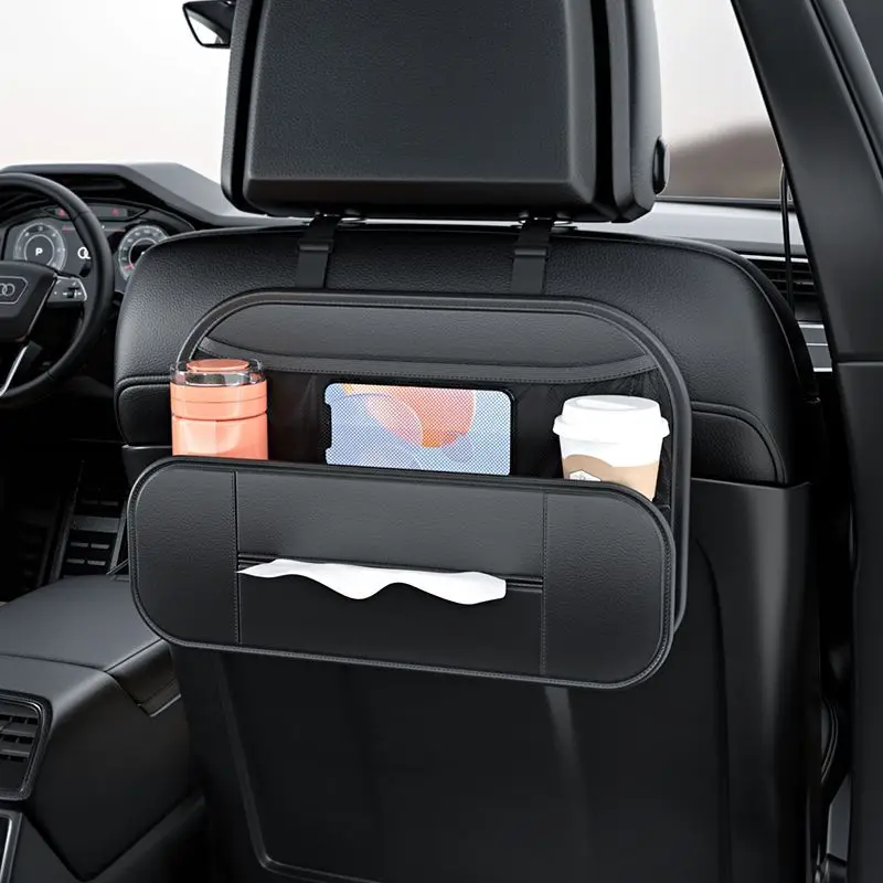 

Car Seat Back Storage Box Cup Holder Phone Box Hanging Bag Universal Leather Car Organizer Tissue Boxes Car Supplies