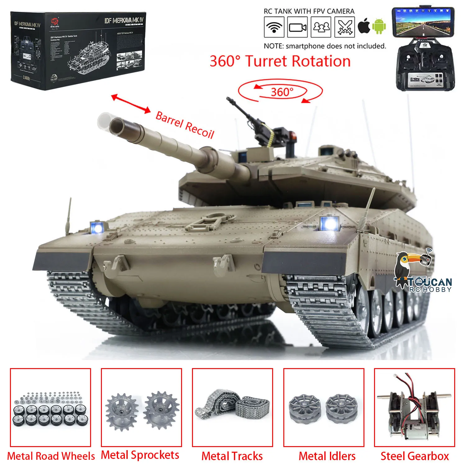 Heng Long Remote Control Tank Merkava 3985 для 1/16 RC IDF MK IV Профессиональная версия FPV Модель TK7.0