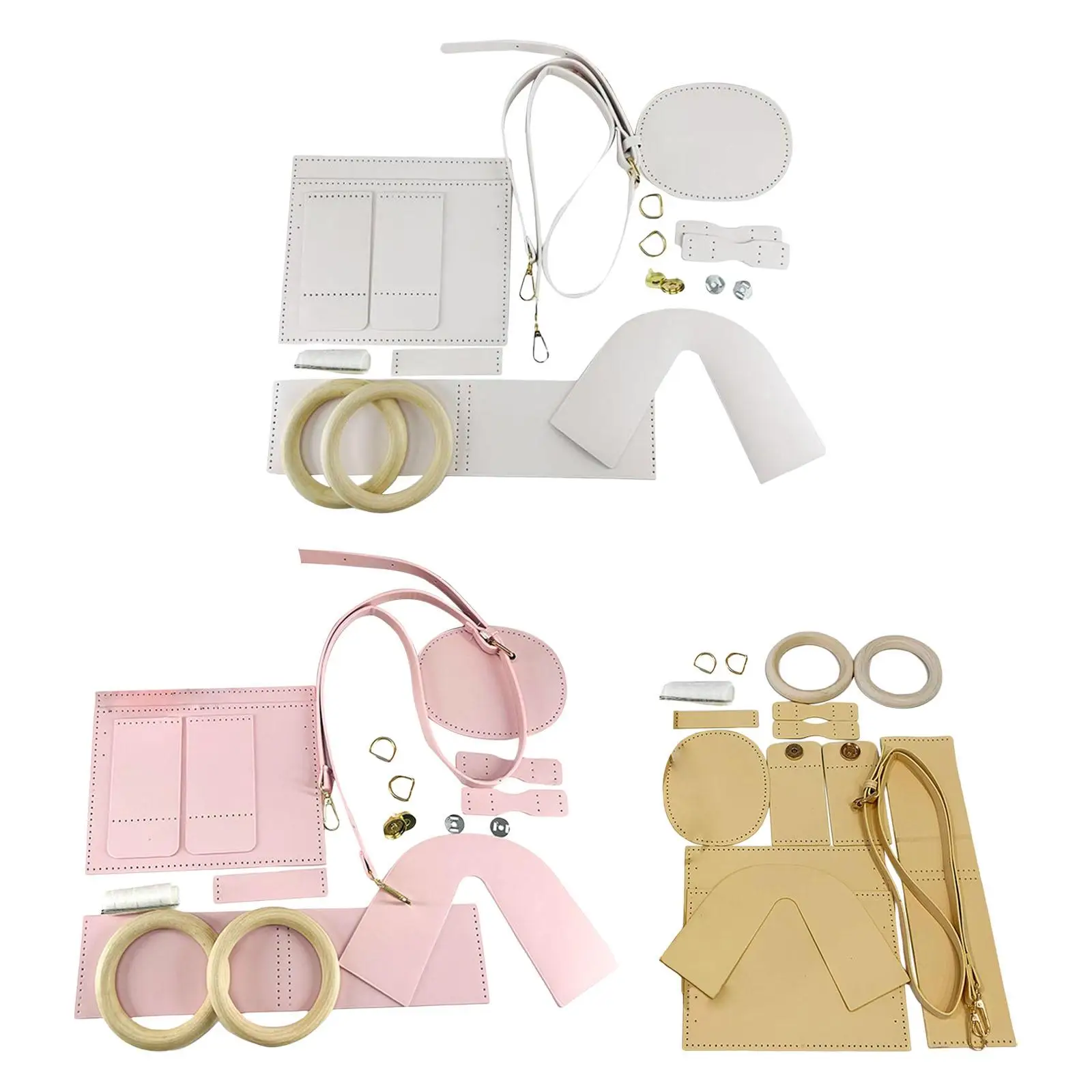 

1 Set DIY Shoulder Bag Making Kit PU Leather Bow Bucket Bag Accessories Hand Woven Crafts Projects for Beginners Handbag Sewing