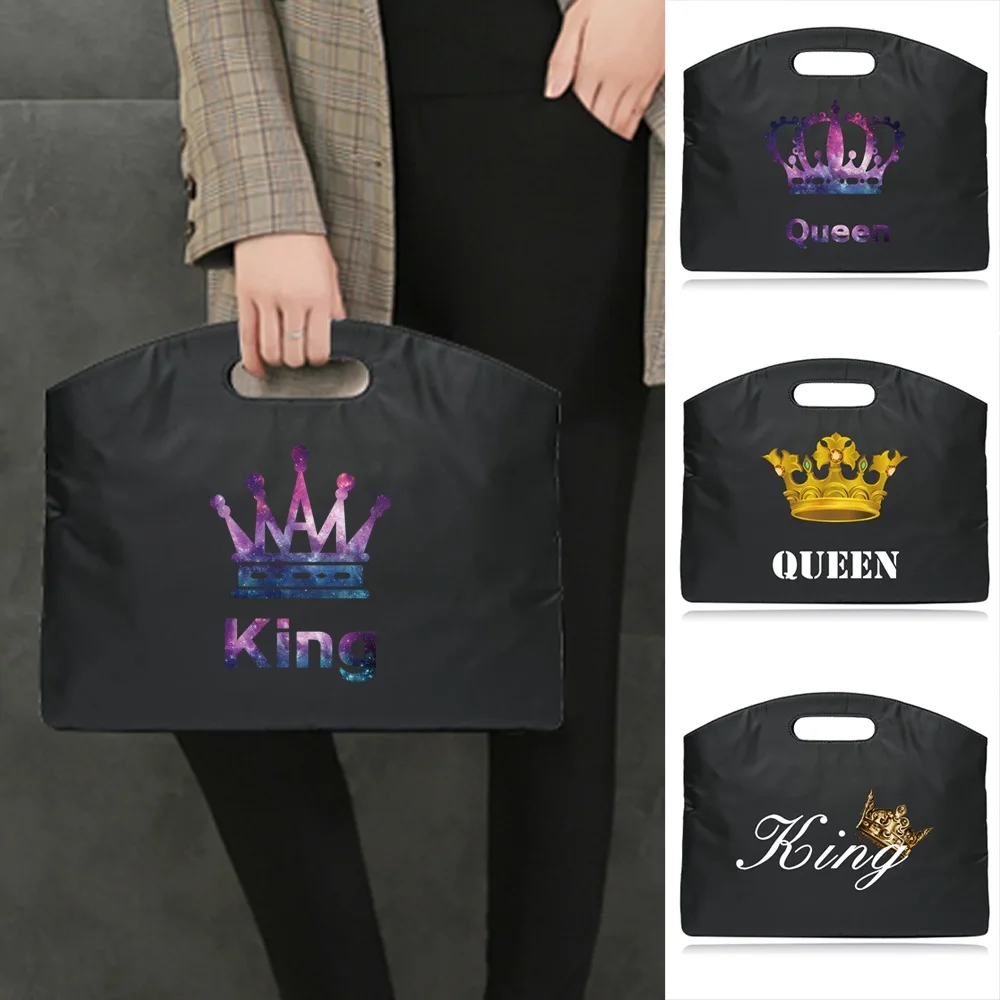 

2022 Fashion Briefcase Laptop Bag Case for MacBook Air 13 Trend Handbags Light Business Briefcase King QUEEN Printing Tote