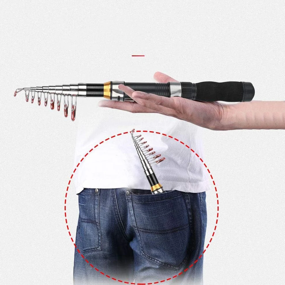 Телескопическая удочка портативная маленькая короткая мини-удочка для морской