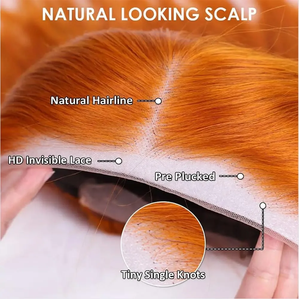 Парик Боб из человеческих волос 13x4 Фронтальный парик Шнурка Рыжие парики фронта