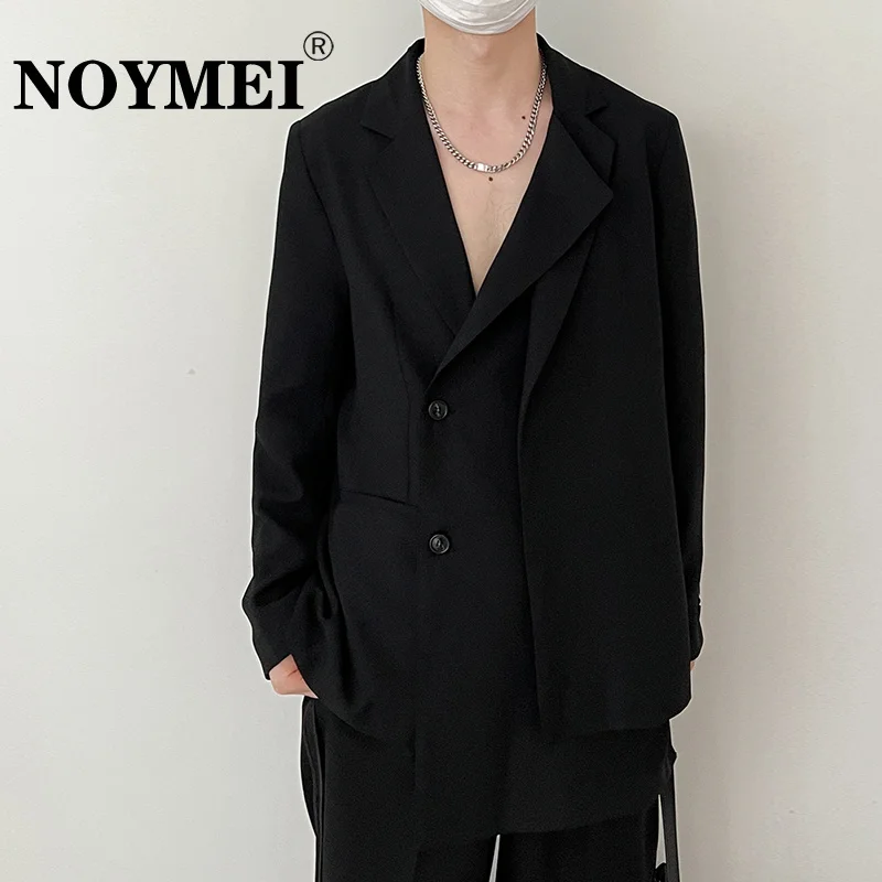 

NOYMEI Solid Color Casual Clothes Fashion Korean Style Single Breasted V-neck Trend Black Autumn 2023 New Blazers WA307