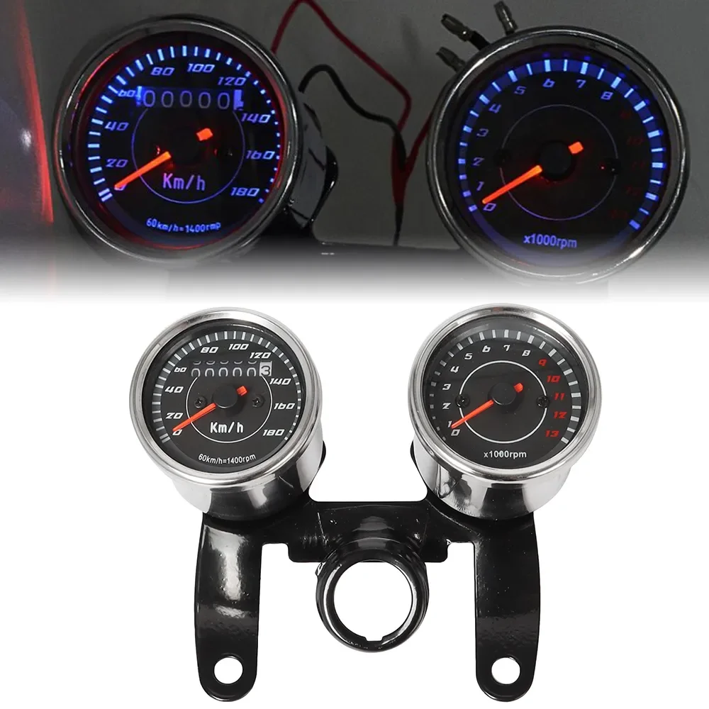 

Cafe Racer Speedometer Combination 12V 0-180 Km/h LED Universal Motorcycle Tours Tachometer Gauge With Stand For Cafe Racer