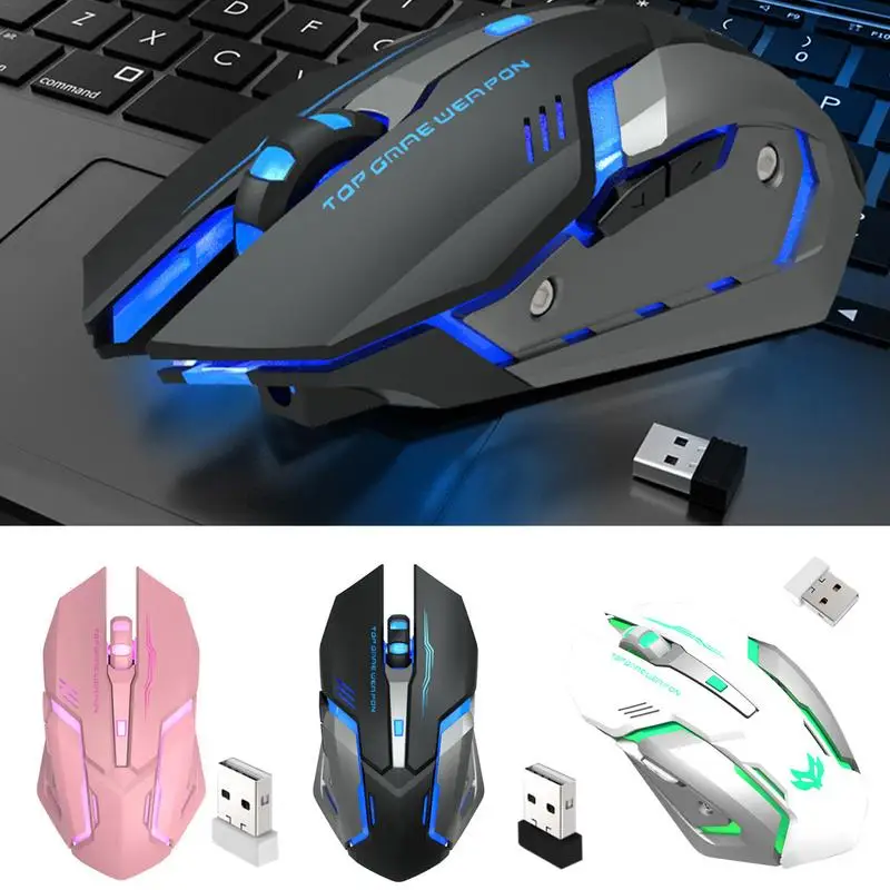 

Wireless Gaming Mice Breathing LED Light Mouse USB Cordless Ergonomic Mouse Gamer with 6 Silent Buttons for PC Laptop Computer