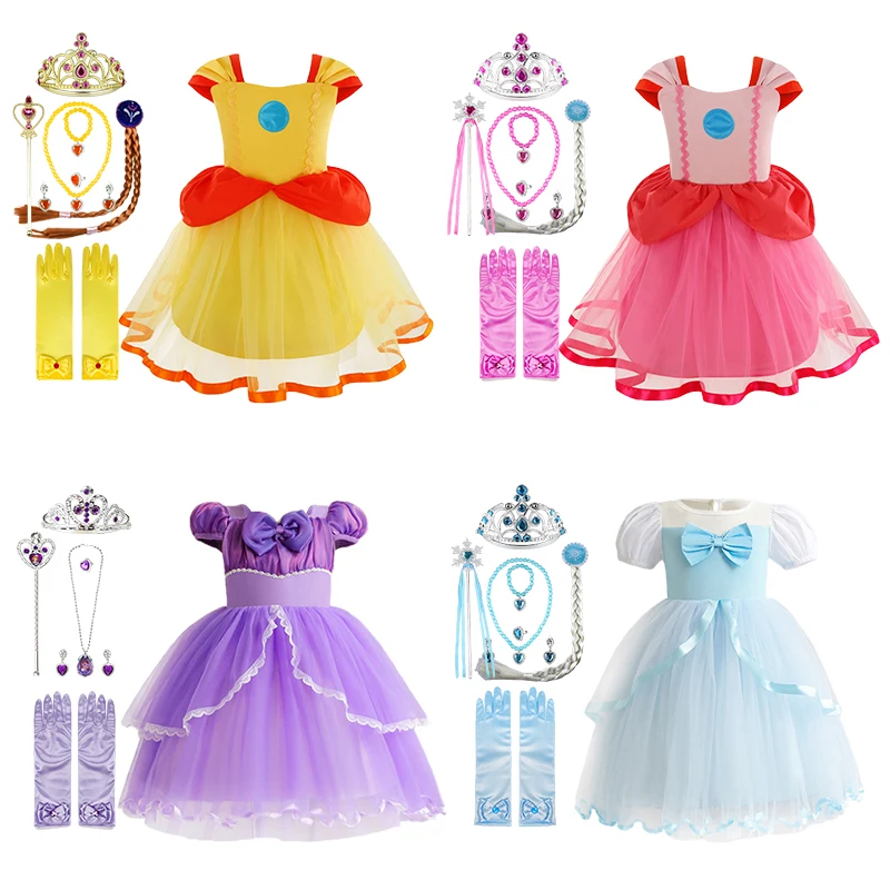 

Top Quality Halloween Elsa Sofia Belle Aurora Princess Dress for Girls Ball Gown Infants Birthday Party Tulle Christmas Dress
