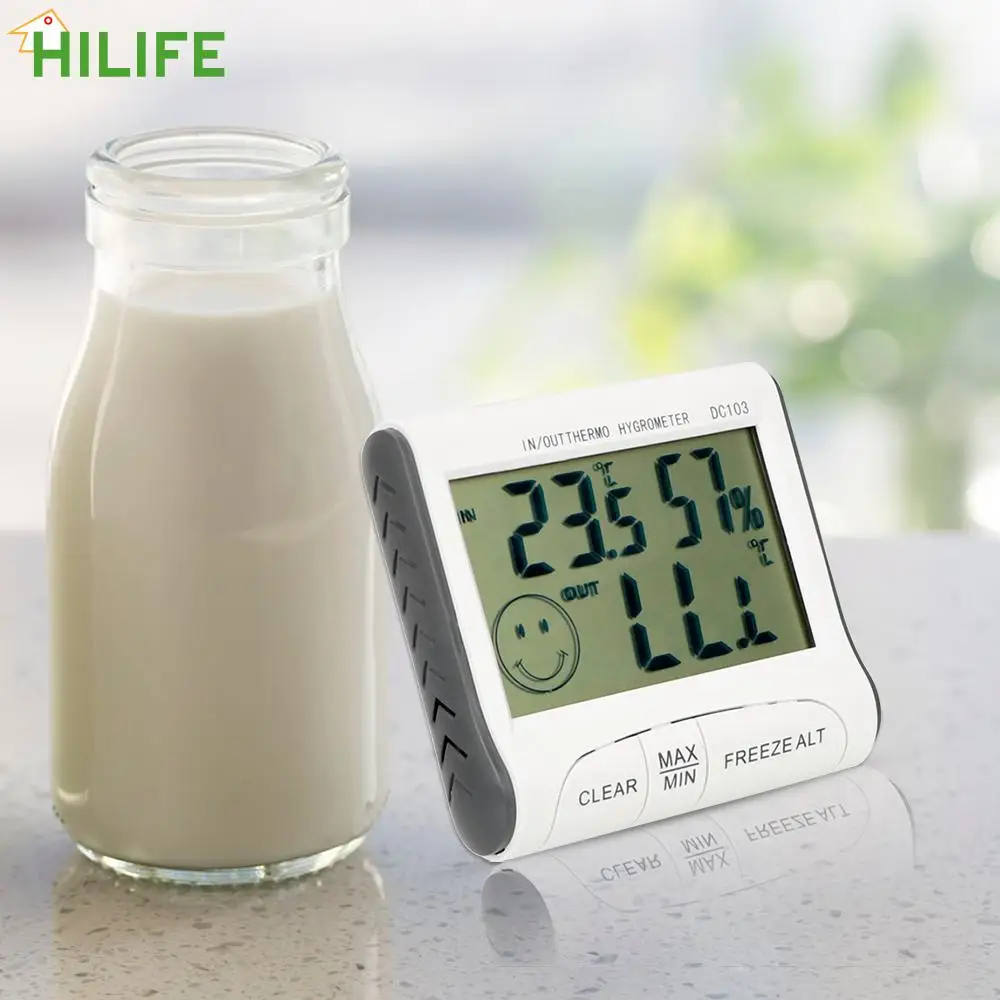 

Thermometer Indoor and Outdoor Use Temperature Humidity Meter LCD Digital Alarm DC103 Household Thermometers