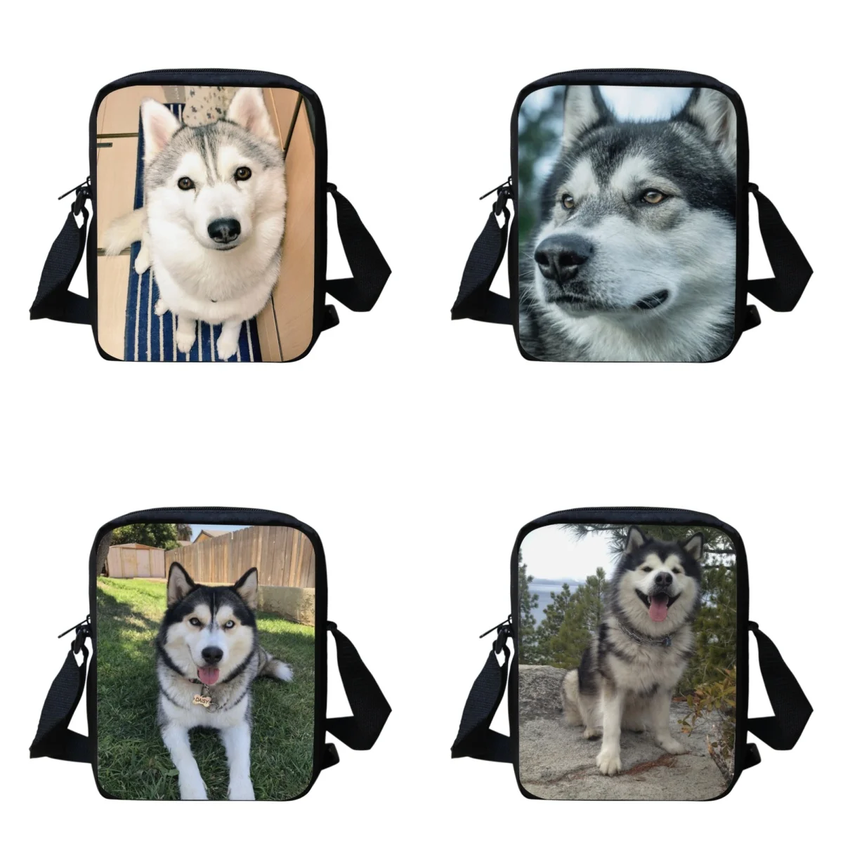 

Alaskan Malamute Shoulder Bag Girls Portable Small Bookbags for Children Adjustable Female Handbags Bolsas Mensajero Para Mujer