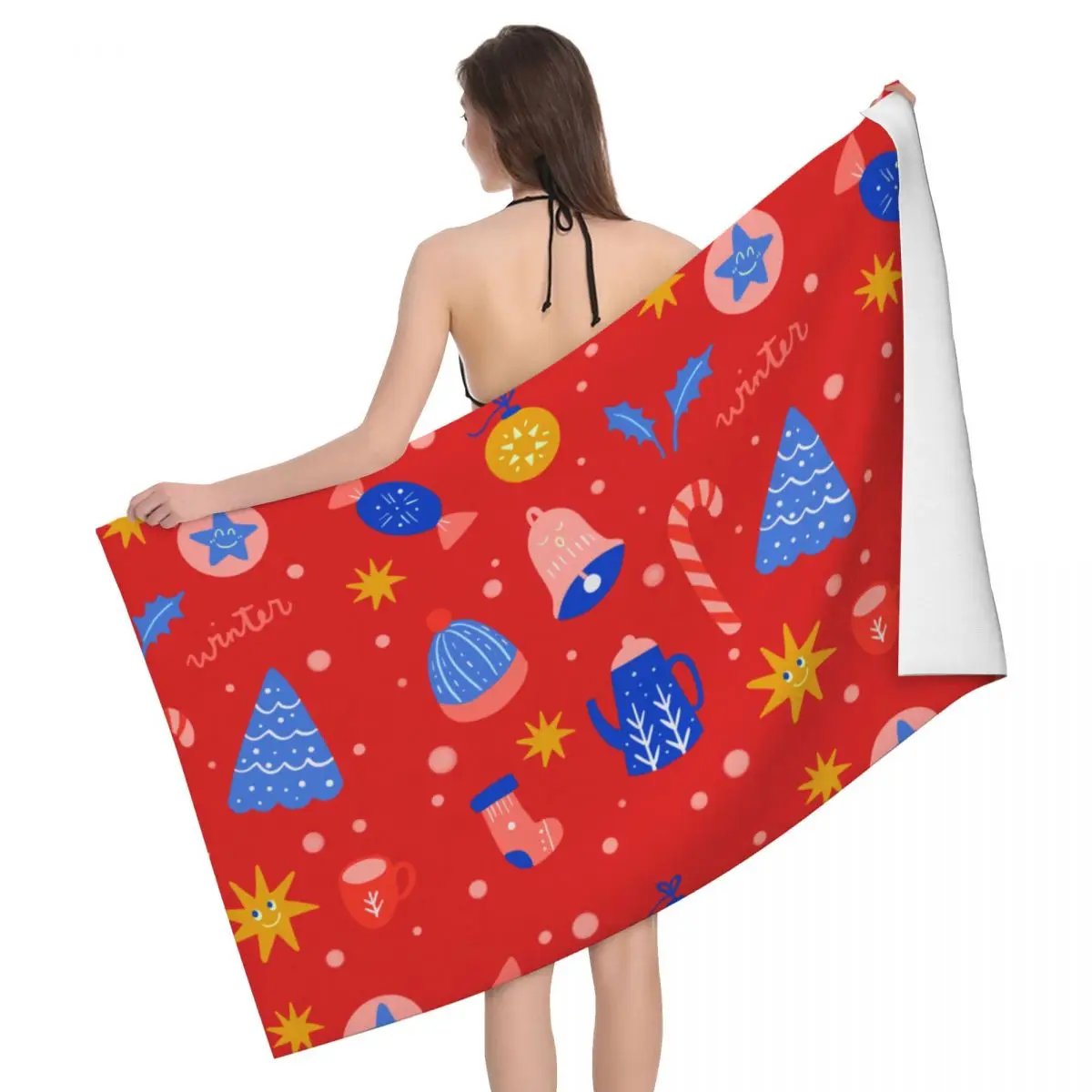 

Winter,christmas,home Beach Towels Pool Towels Large Sand Free Microfiber Beach Towels, Quick Dry Lightweight Bath Swim Towels
