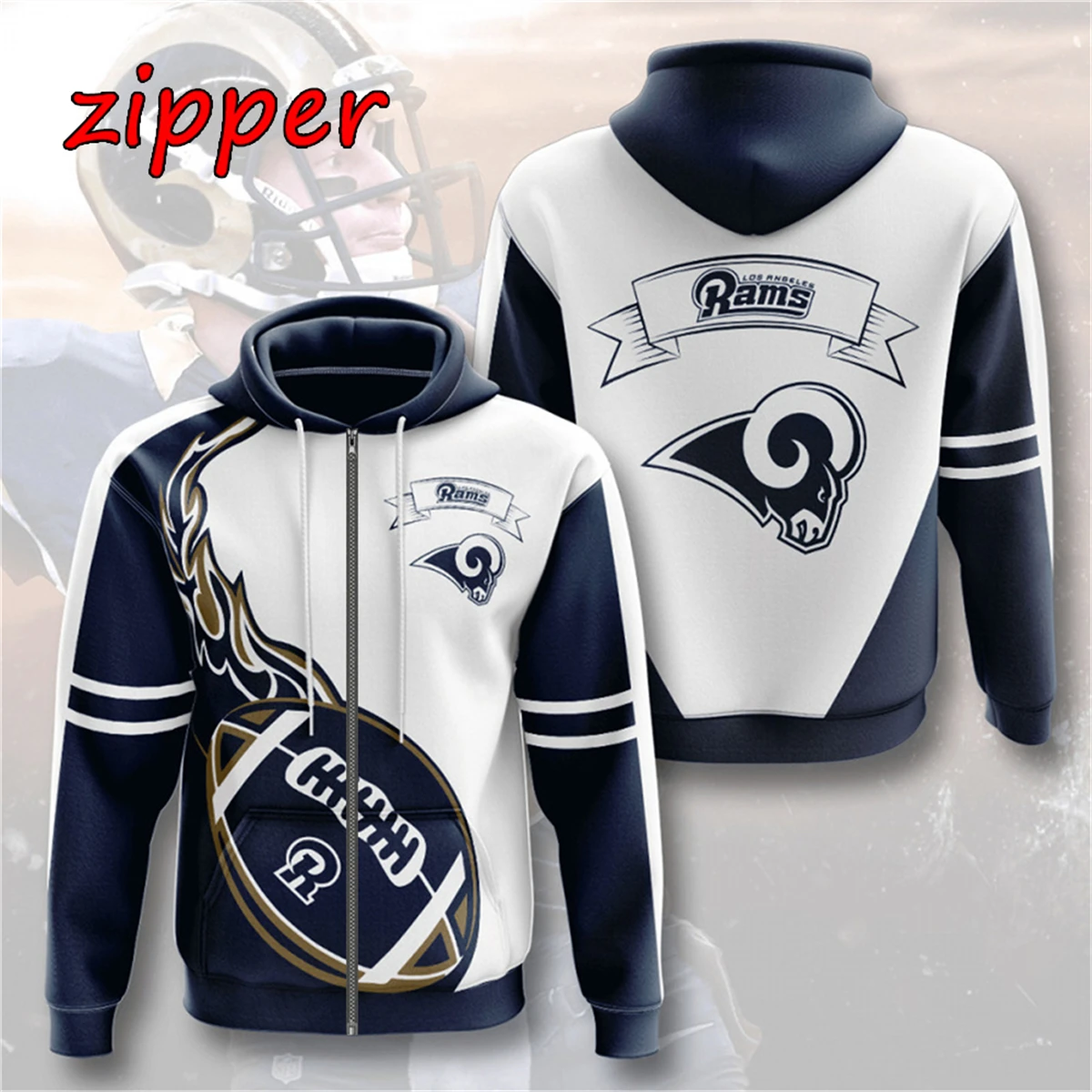

2023 handsome football uniform jacket 3D digital print men's and women's zip hoodie spring and autumn sports casual fashion brea