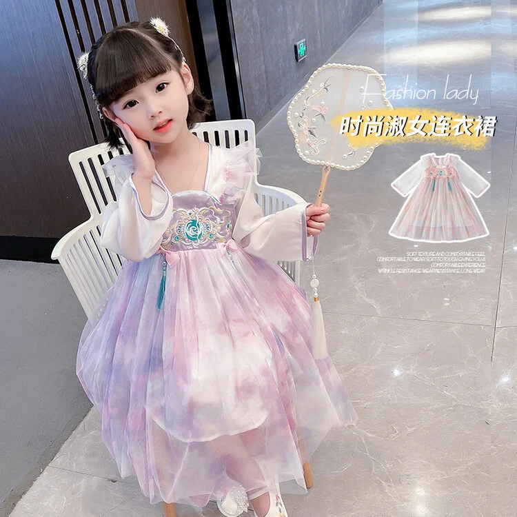 

summer short sleeve kids princess dress for girl fairy skirt cheap costume Hanfu spring clothes Chinese spring autumn