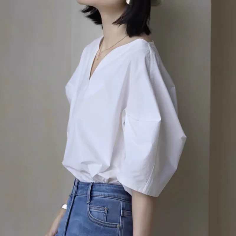 Strong Recommend! Divided Size French sle Lantern Sleeve V-neck Small Shirt Length 65 Maximum Chest Circumference 5