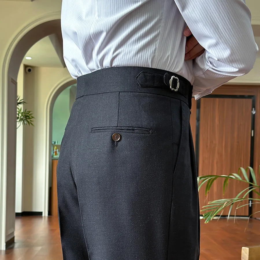 Итальянский стиль Неаполь висячие прямые брюки с высокой талией для деловых брюк