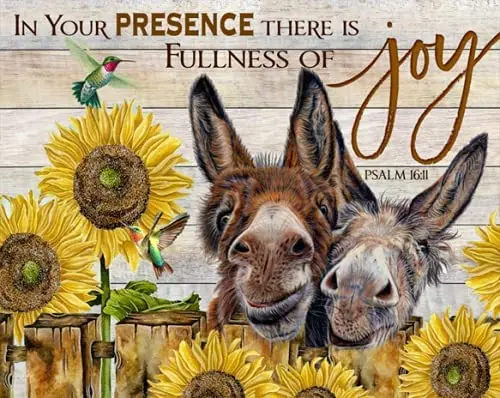 

In Your Presence There is Fullness of Joy Donkey Tin Sign Fun Saying Vintage Plaque Wall Decor Bar Pub Cafe Home Metal Signs