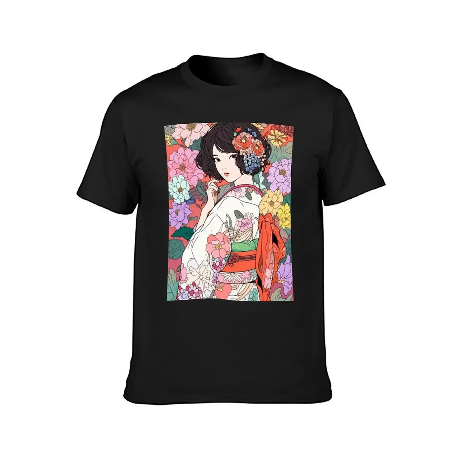 Kawaii кимоно для девочек с цветами японское аниме художественная Футболка Блузка