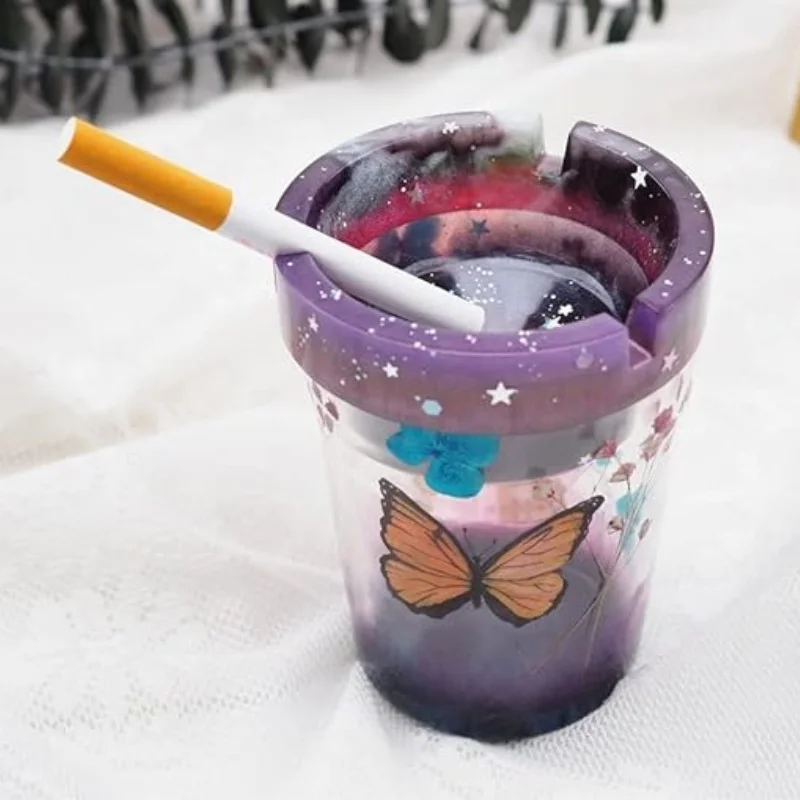 Самодельная пепельница с кристаллами зеркальная силиконовая форма двумя слоями