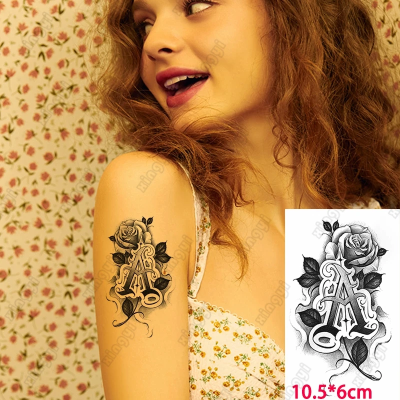 

Waterproof Temporary Tattoo Sticker Black Rose Peony Scorpion Small Snake Sword Flower Tatoo Women Kids Body Art Fake Tatto Men